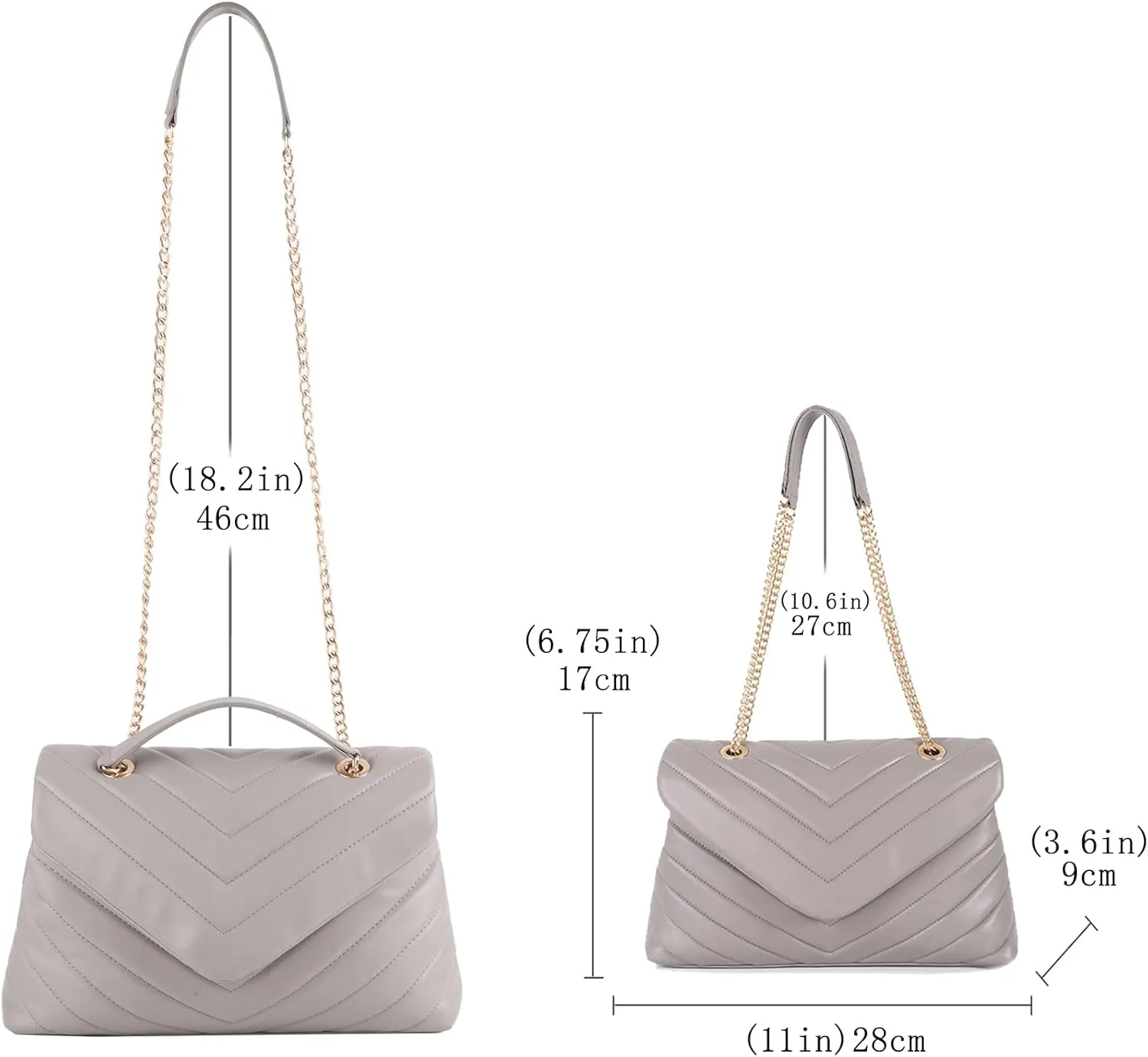 Quilted Crossbody Bag for Women, Soft Vegan Chevron Purses, Trendy Shoulder Handbags with Flap