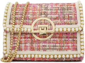 Quilted Shoulder Bag Purse for Women Fashion Tweed Pearl Clutch Handbag Designer Small Crossbody Bag, with Chain Strap