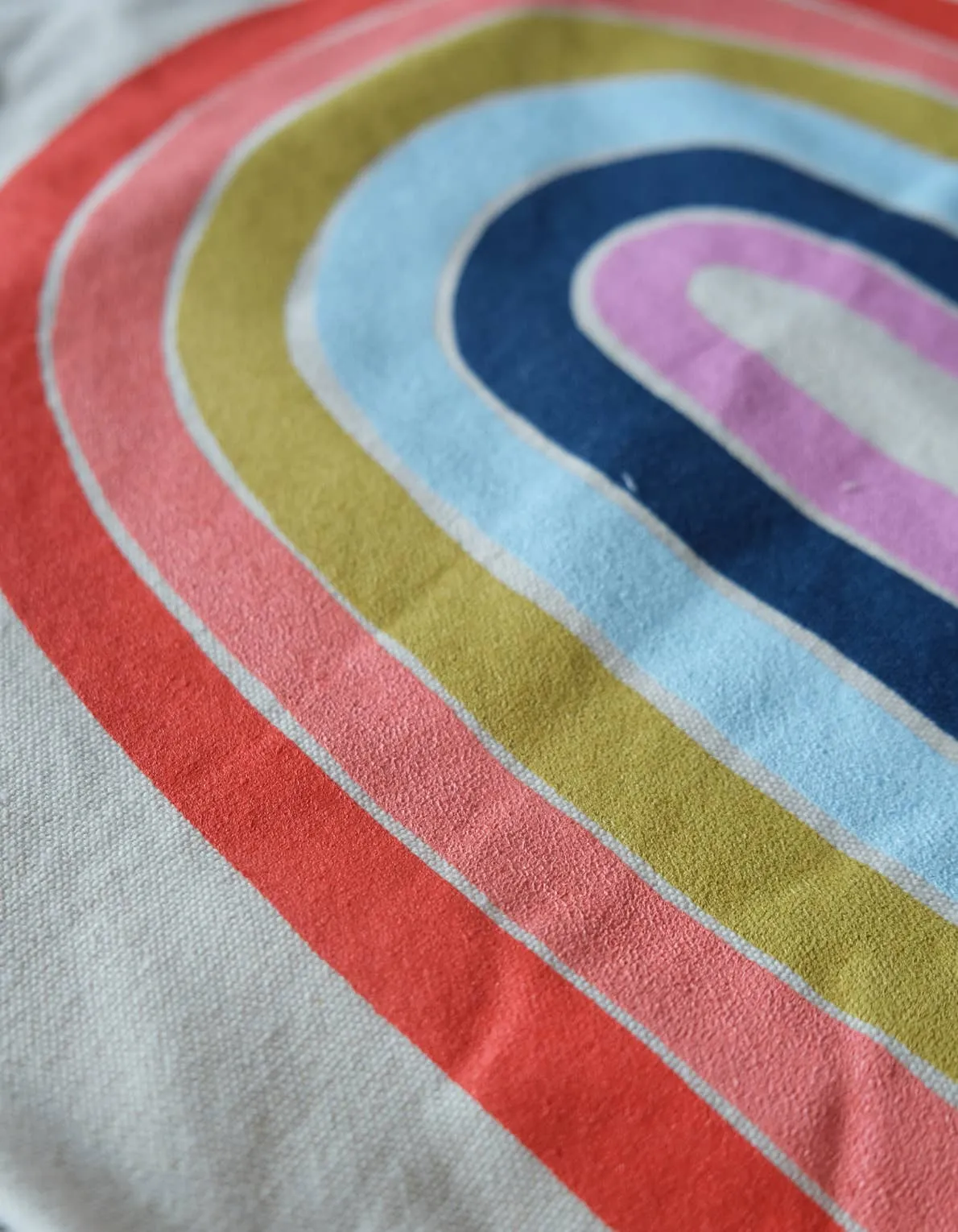 Rainbow Canvas Tote Bag with Vegan Leather Handles