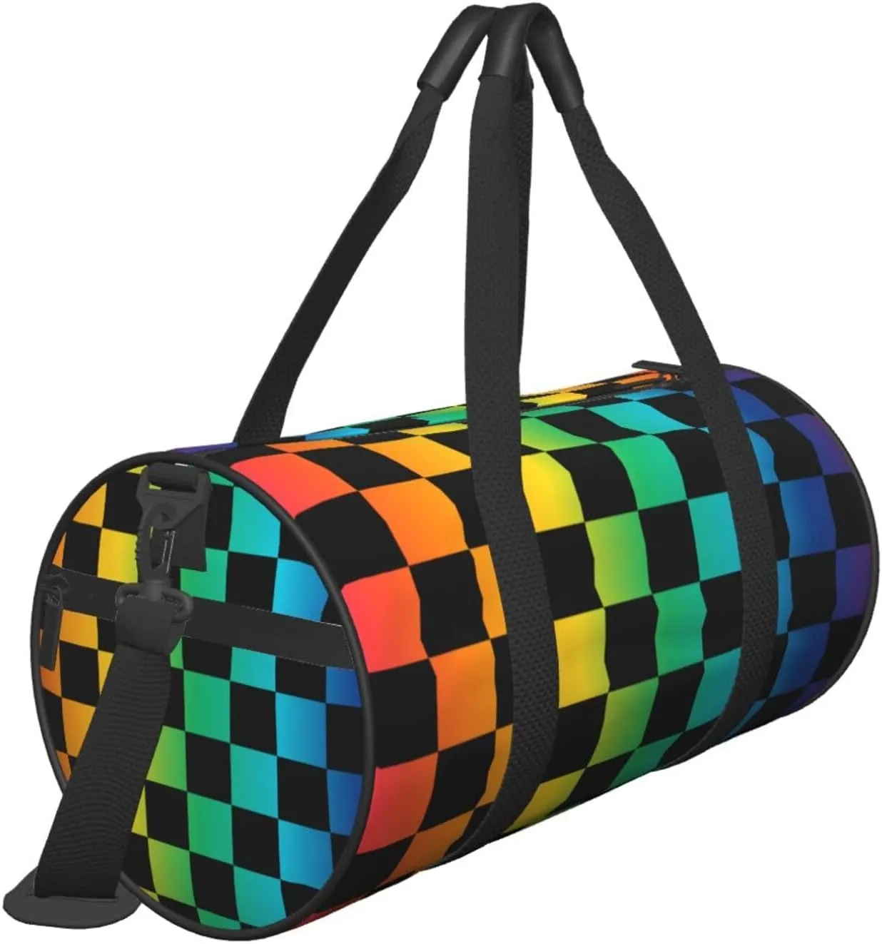 Rainbow Checkered Sports Gym Bag Travel Duffel Bag Shoes Compartment For Men Women Foldable Lightweight Yoga Gym Sports Bag