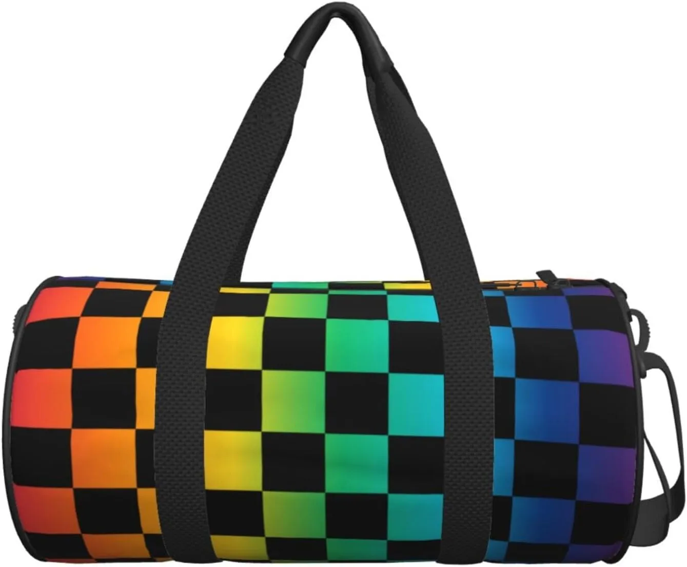 Rainbow Checkered Sports Gym Bag Travel Duffel Bag Shoes Compartment For Men Women Foldable Lightweight Yoga Gym Sports Bag
