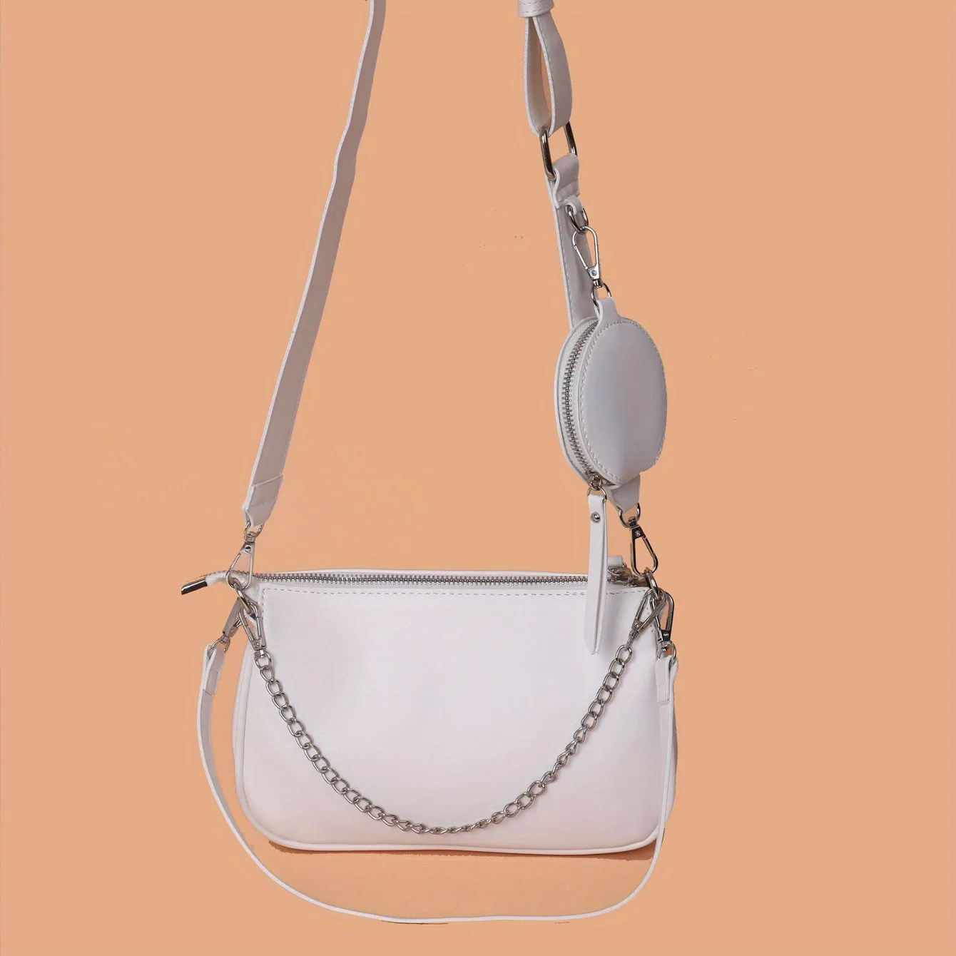 realaiot  Three-In- One Crossbody Bag, Trendy Chain Underarm Bag, Versatile Shoulder Bag With Coin Purses
