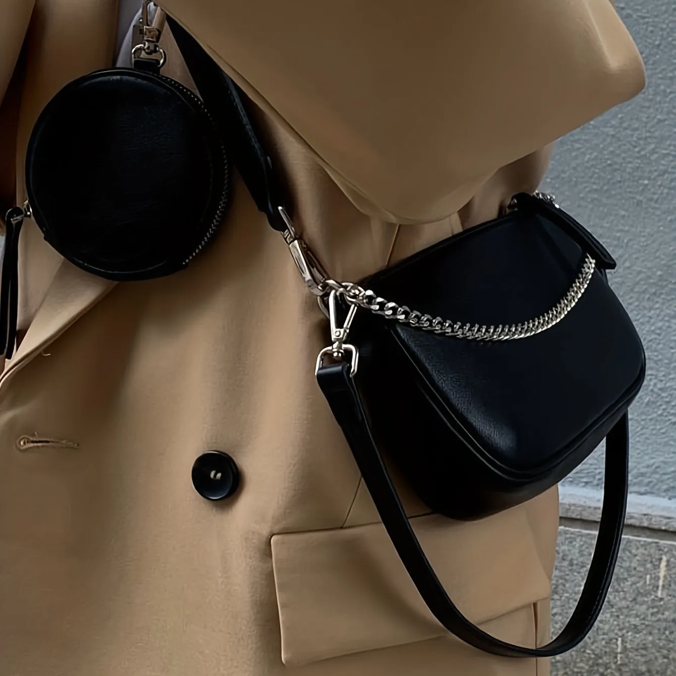 realaiot  Three-In- One Crossbody Bag, Trendy Chain Underarm Bag, Versatile Shoulder Bag With Coin Purses