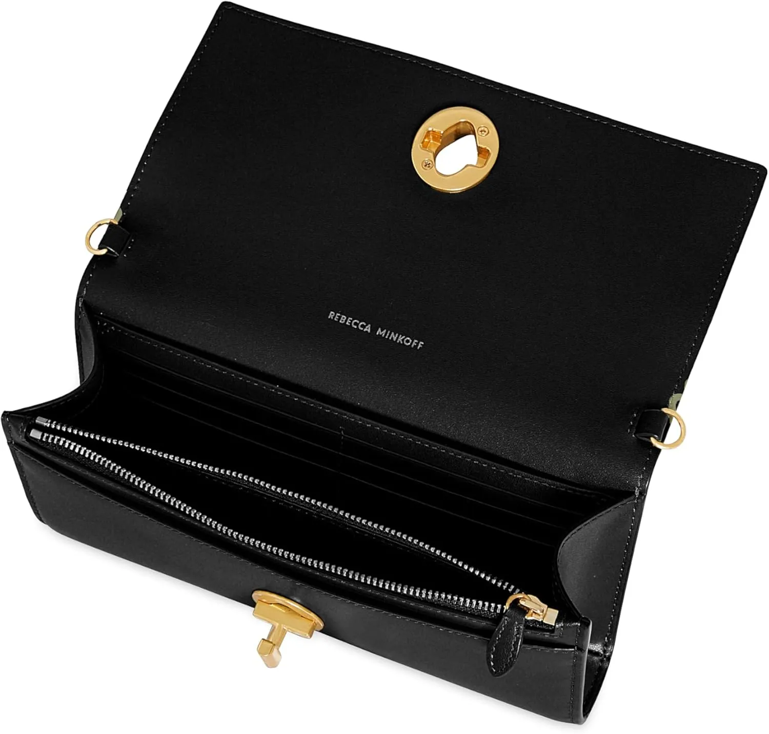 Rebecca Minkoff G Wallet Crossbody, Black/Antique Brass Hardware