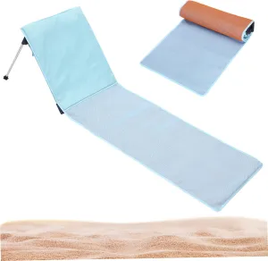 Reclining Beach Chair, Foldable Beach Chair Portable Sunbathing Beach Lounge Chair Holidays Stable Reclining Beach Chair with Carry Bag for Camping (Blue-Sky Color), Beach Lounge Chair