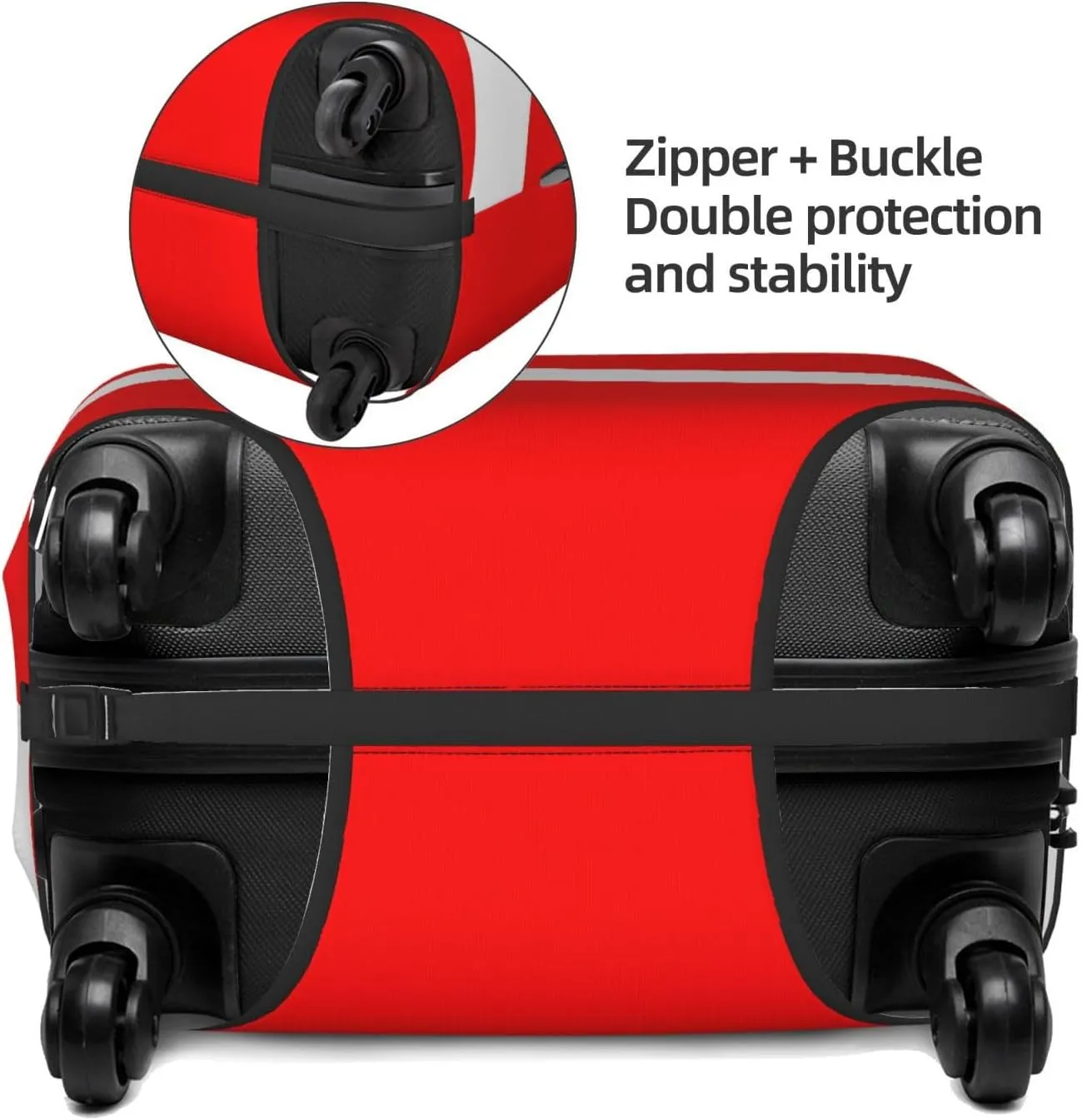Red White Scuba Divers Flag Travel Luggage Cover Fits 18-32 Inch Luggage, Elastic Suitcase Cover Protector with Concealed Zipper for Wheeled Suitcase Tsa Approved
