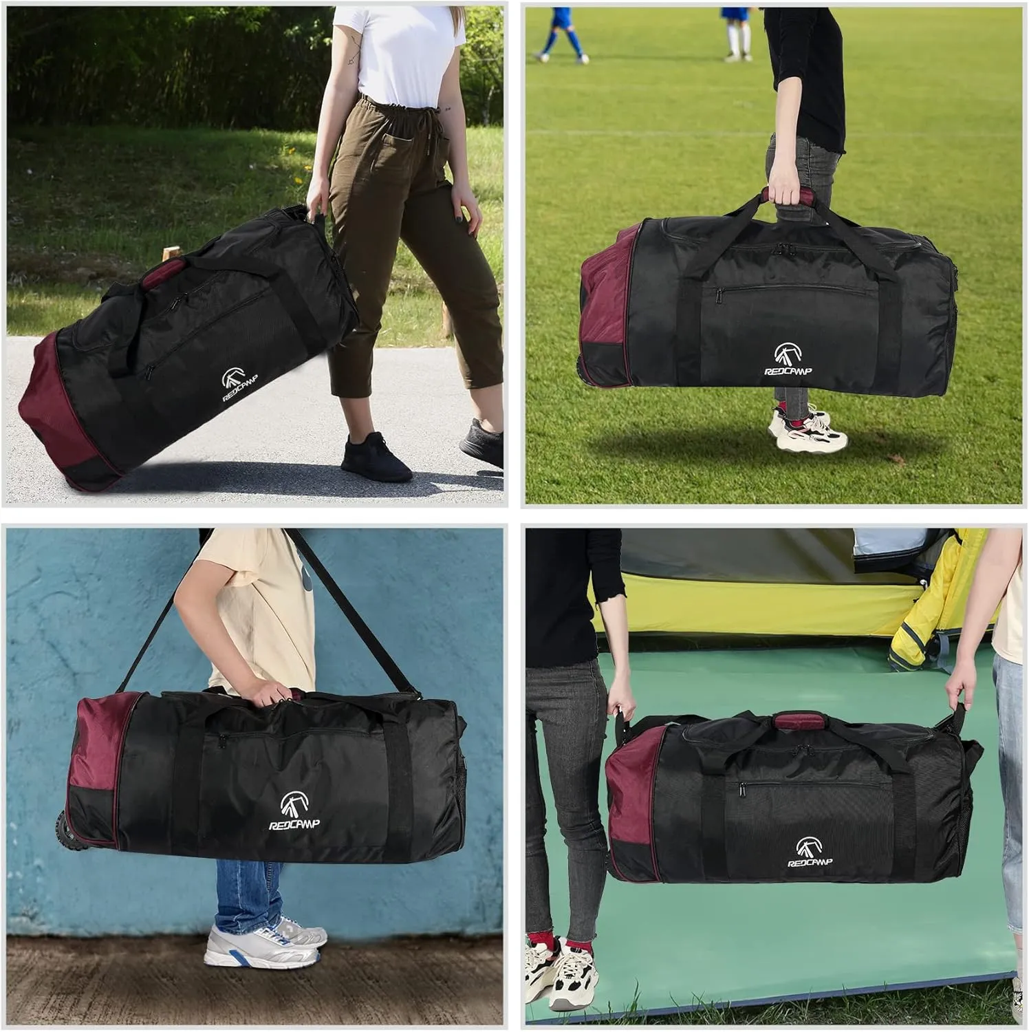 REDCAMP 85L/120L/140L Foldable Duffle Bag with Wheels, Large Travel Duffel Bag