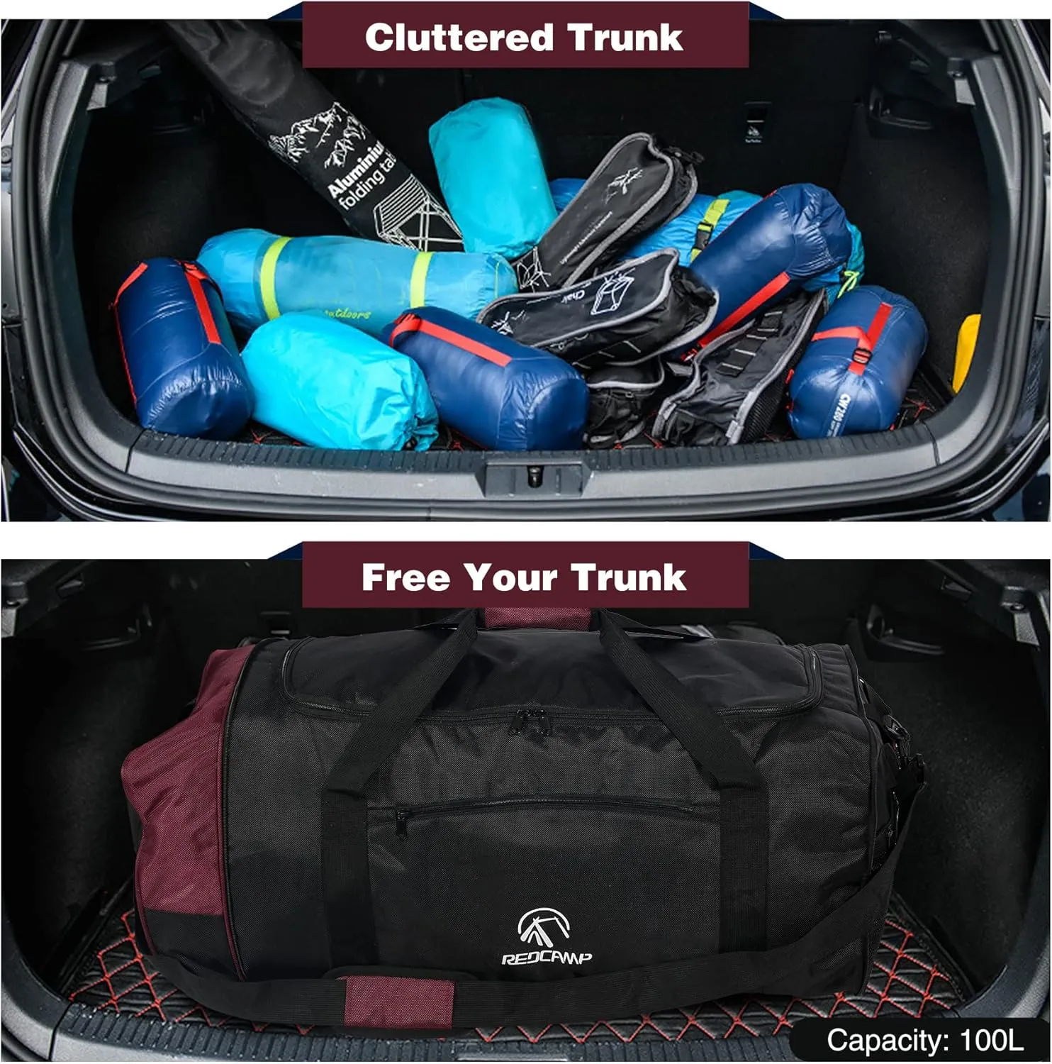REDCAMP 85L/120L/140L Foldable Duffle Bag with Wheels, Large Travel Duffel Bag