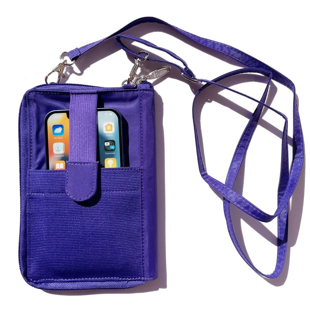 RFID Blocking Cambridge Crossbody Phone Wallet Purple