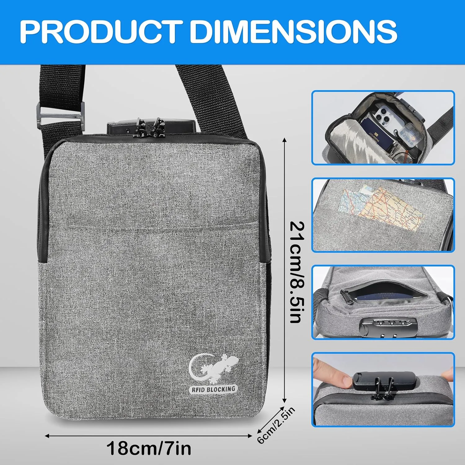 RFID Blocking Sling Bag Crossbody Bag Men & Women - Faraday Bag, Anti-Tracking GPS Block Protect Cell Phone tablet & laptop