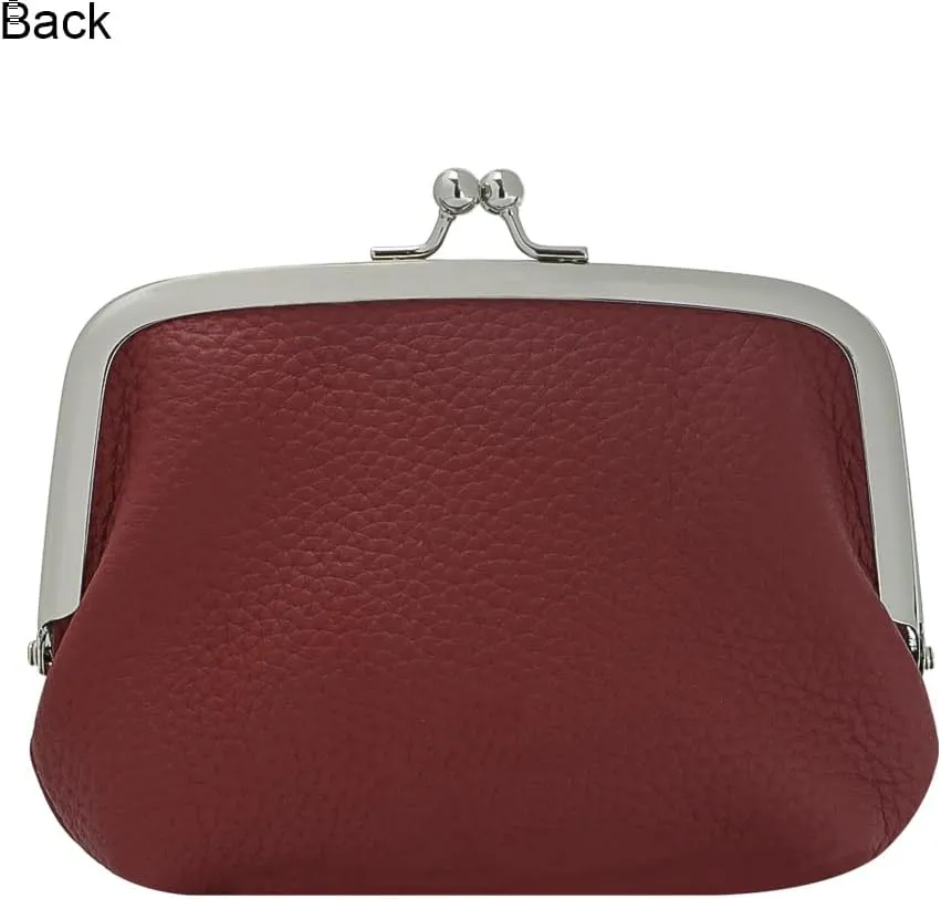 RFID Coin Purses for Women, Fashion Kiss Lock Change Pouch, Double Clip Key Card Storage Bag (Orange)