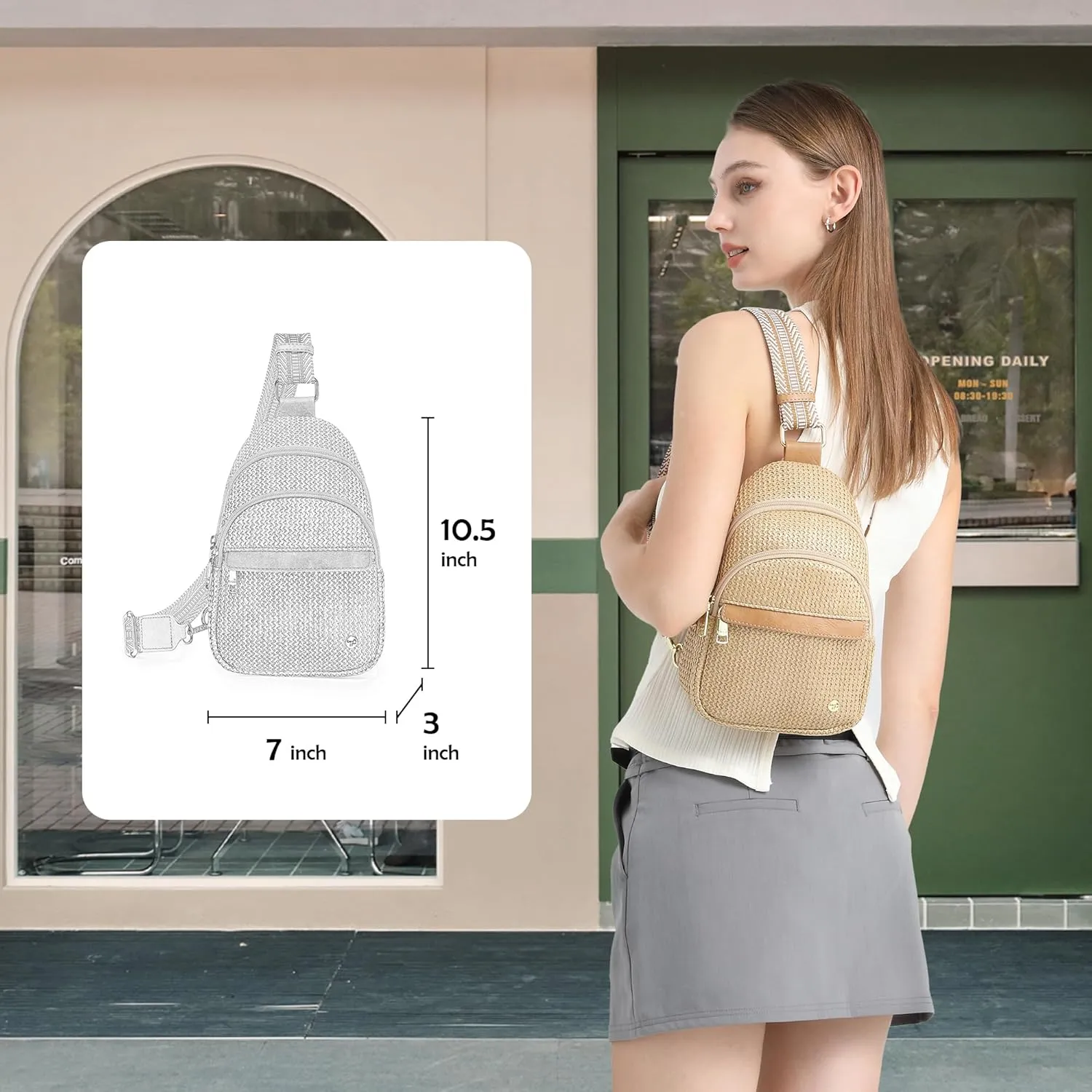 RFID Straw Summer Purses for Women 2025 Woven Sling Bag Fanny Packs Cross body for Everyday Beach Travel Vacation Essentials (Front Pocket Zipper)