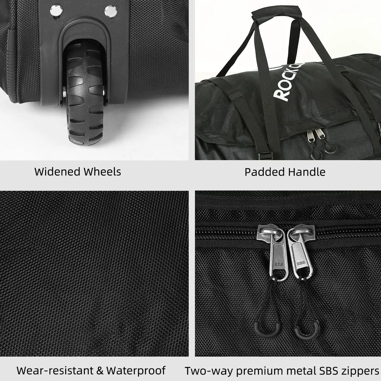 Rock Cloud Foldable Wheeled Duffel Bag with Widened Wheels 85L Rolling Duffle Bag Packable 26 inch for Travel Camping Sports