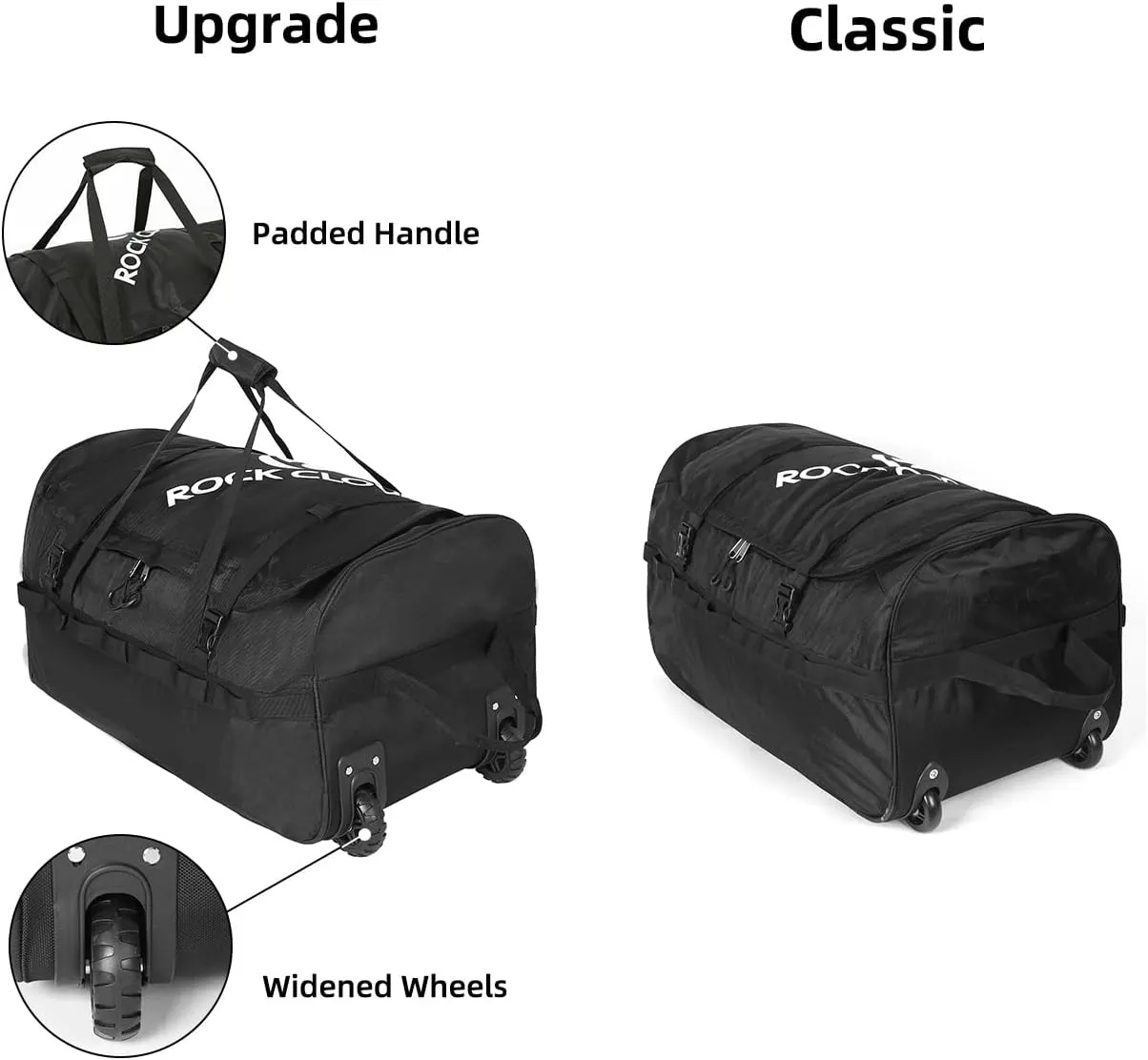 Rock Cloud Foldable Wheeled Duffel Bag with Widened Wheels 85L Rolling Duffle Bag Packable 26 inch for Travel Camping Sports