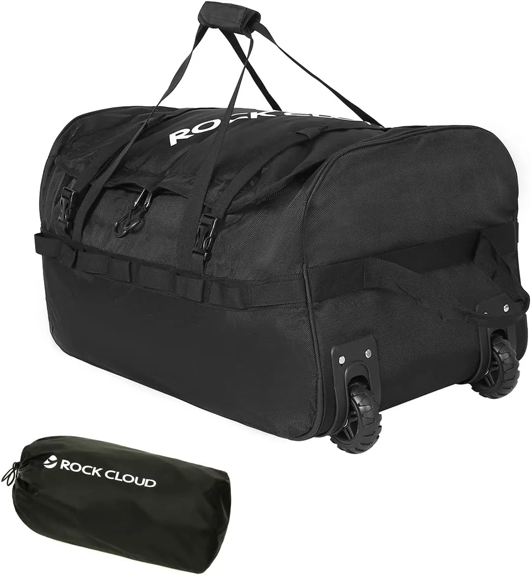 Rock Cloud Foldable Wheeled Duffel Bag with Widened Wheels 85L Rolling Duffle Bag Packable 26 inch for Travel Camping Sports