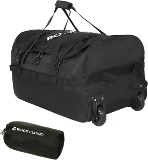Rock Cloud Foldable Wheeled Duffel Bag with Widened Wheels 85L Rolling Duffle Bag Packable 26 inch for Travel Camping Sports