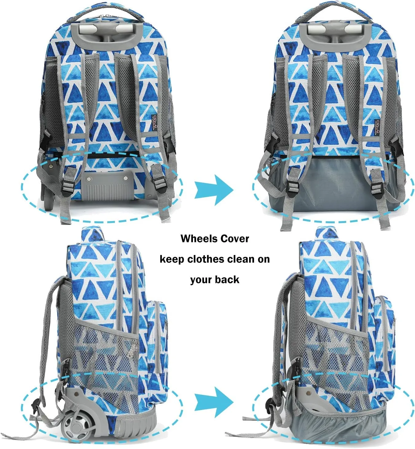 Rolling Backpack 19 inch Wheeled Boys Girls Travel School Student Trip…