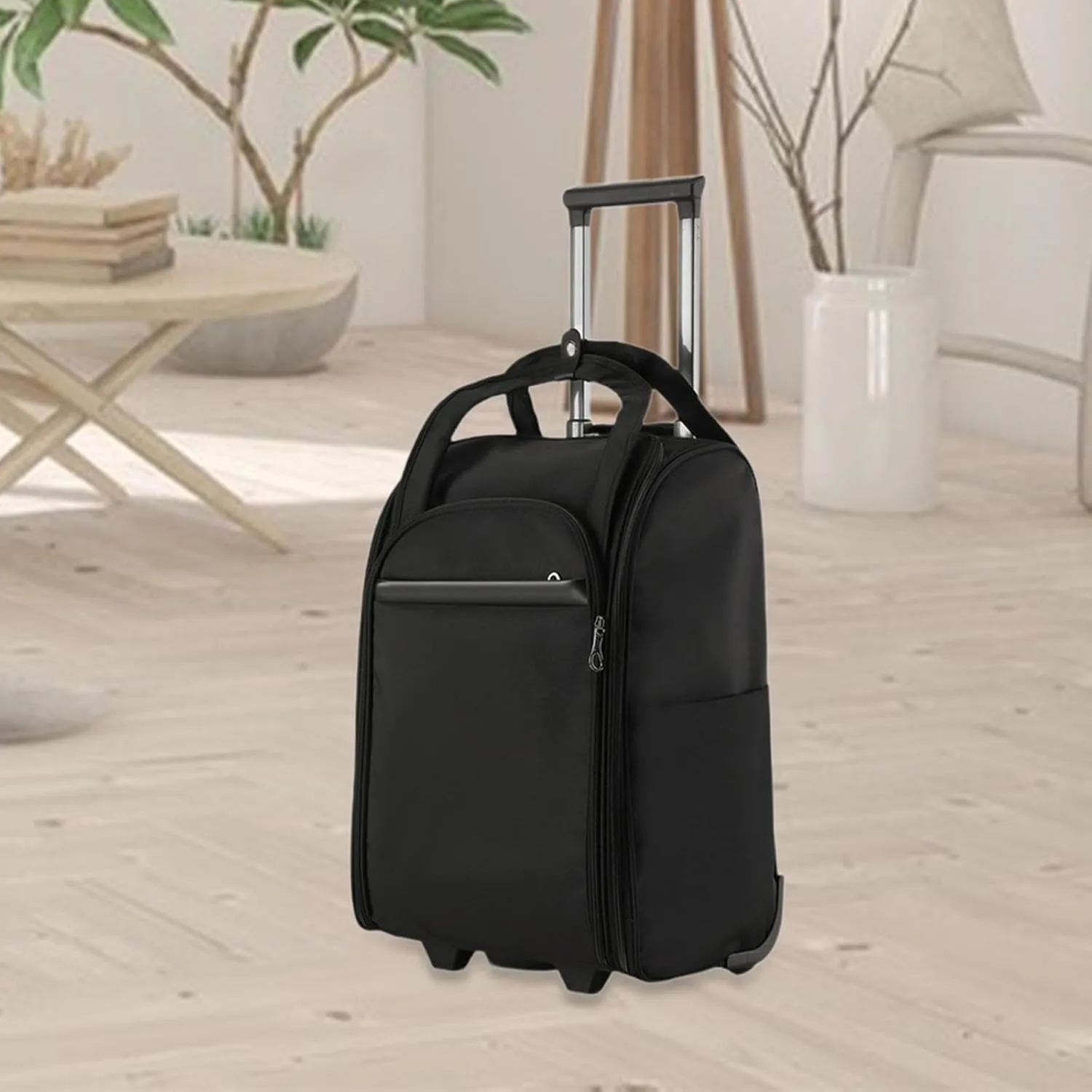 Rolling Duffel Bag with Wheels Multifunctional Suitcase for Sports Beach, Black