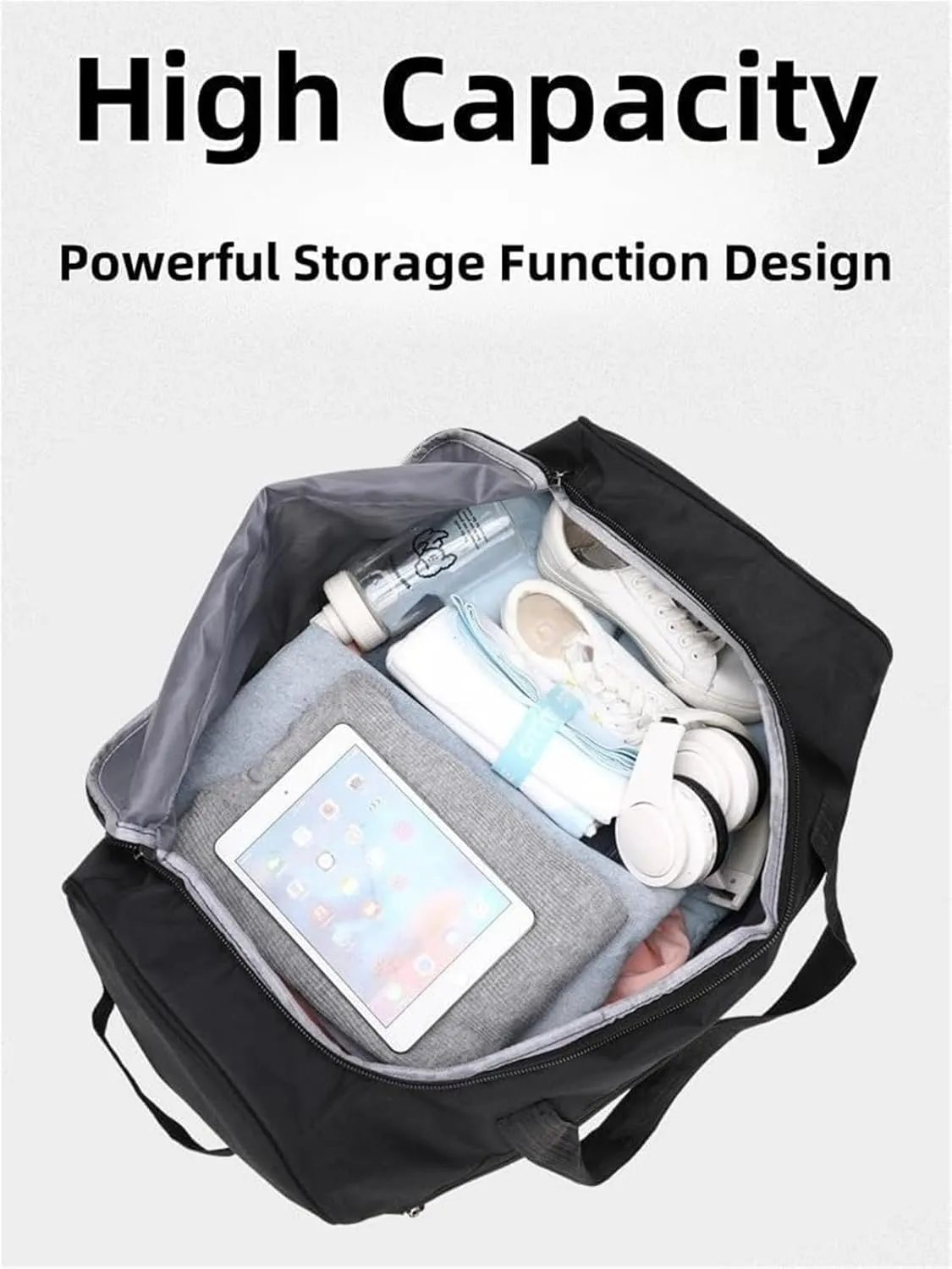 Rolling Duffle Bag With Wheels, Foldable Gym Bag With Wheels And Handle Travel Duffel Bag,Travel-Friendly And Lightweight(Gray)