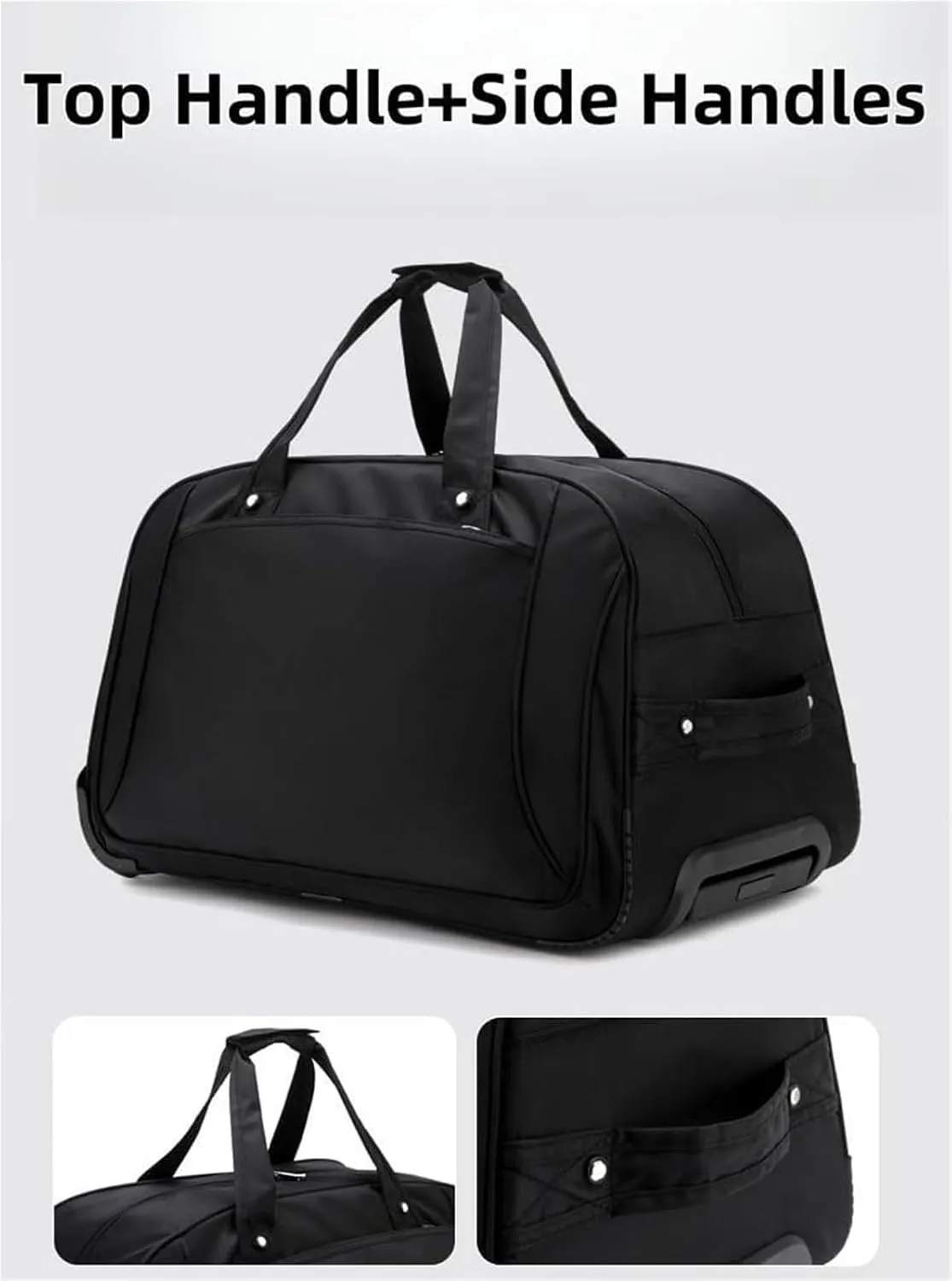 Rolling Duffle Bag With Wheels， Traveling Tote For Camp Travel Gym,Carry On Luggage Tote Unisex-Adult Short Term Trips，Weekender Camping Overnight Carry On(Gray,Small)