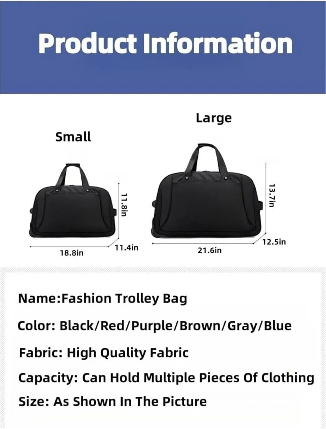 Rolling Duffle Bag With Wheels， Traveling Tote For Camp Travel Gym,Carry On Luggage Tote Unisex-Adult Short Term Trips，Weekender Camping Overnight Carry On(Gray,Small)