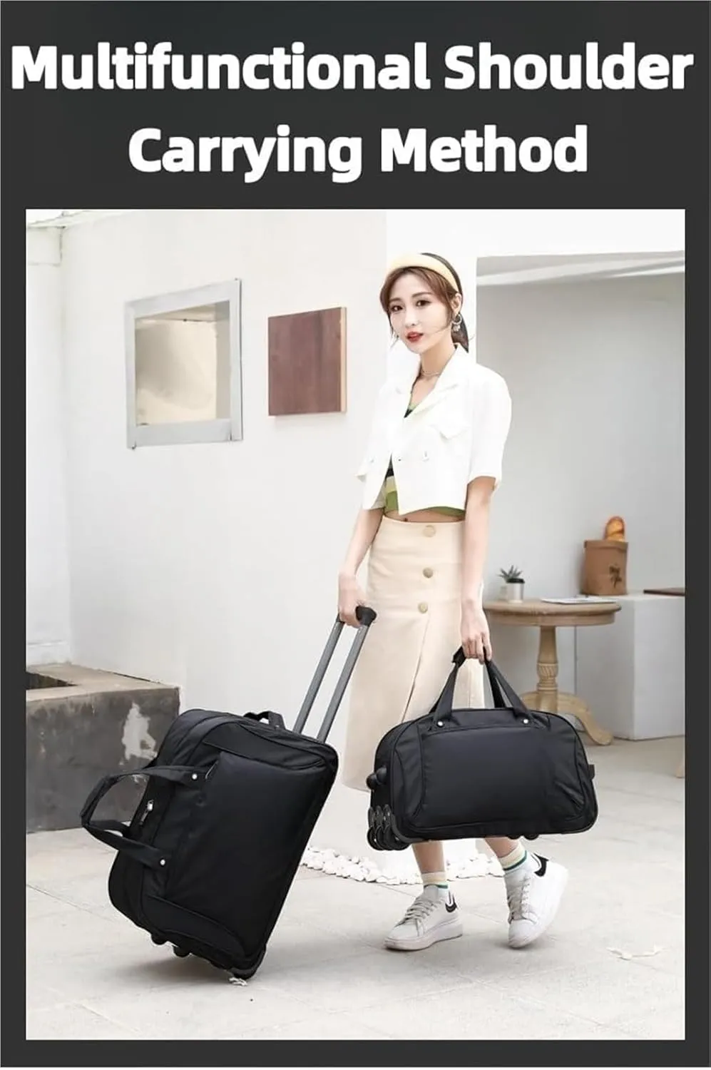 Rolling Duffle Bag With Wheels， Traveling Tote For Camp Travel Gym,Carry On Luggage Tote Unisex-Adult Short Term Trips，Weekender Camping Overnight Carry On(Gray,Small)