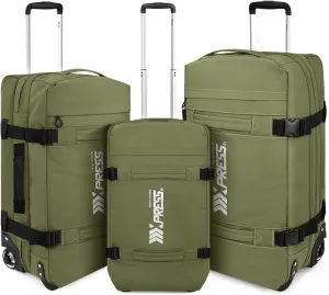 Rolling Duffle Bag with Wheels,3 In 1 Waterproof Travel Duffel Luggage with Rollers,Green