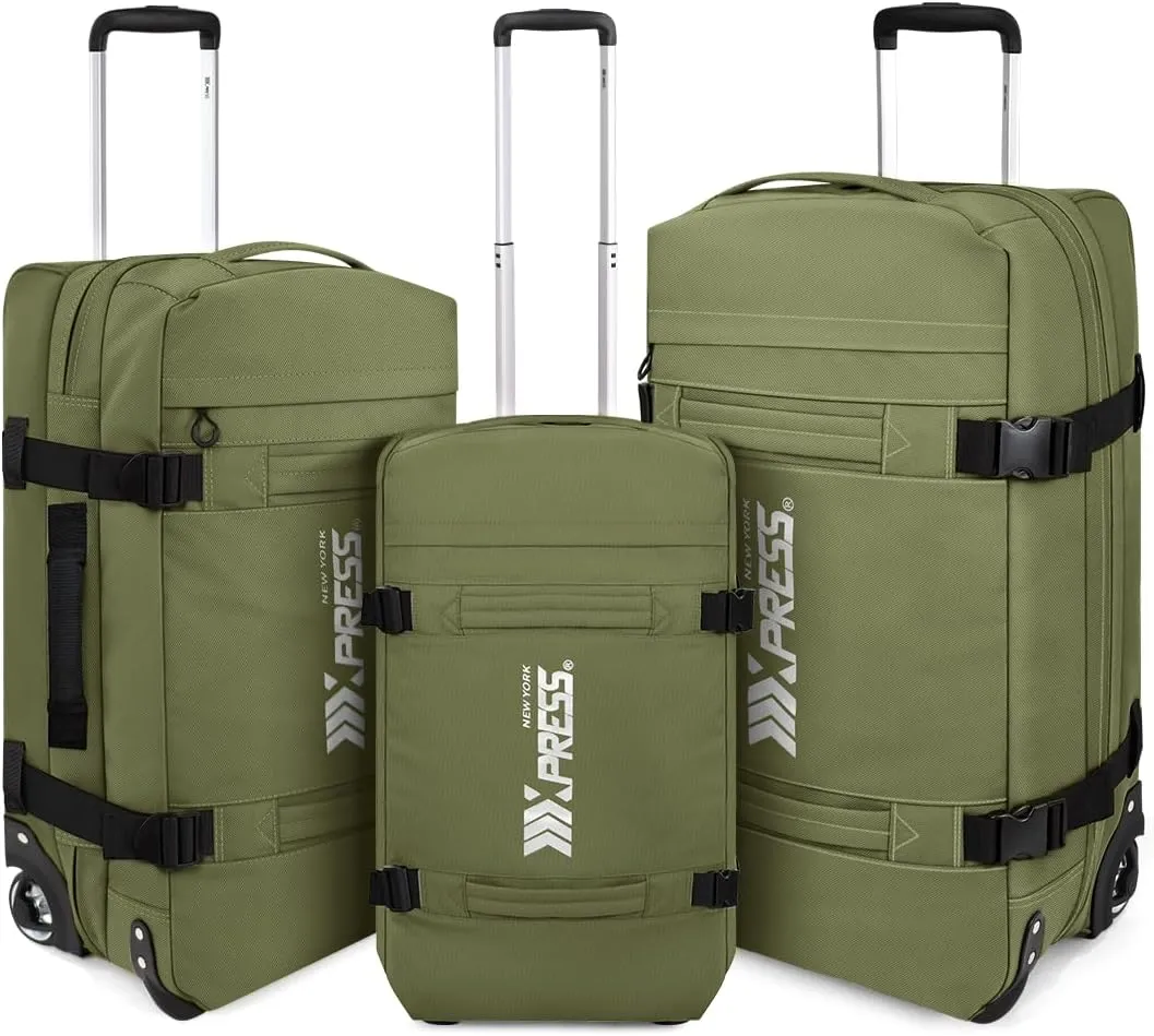 Rolling Duffle Bag with Wheels,3 In 1 Waterproof Travel Duffel Luggage with Rollers,Green