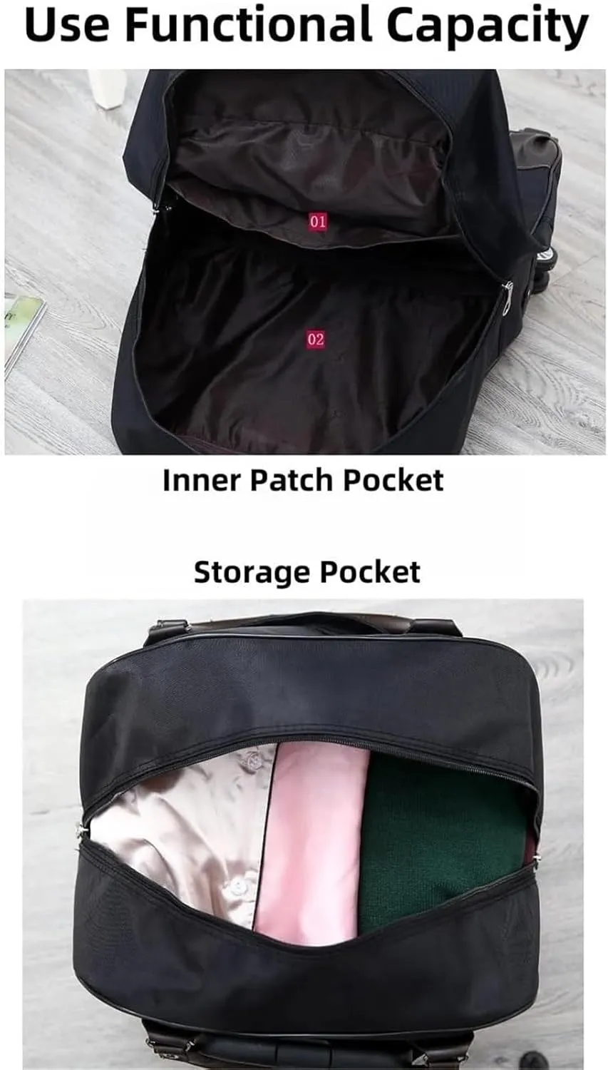 Rolling Duffle Bag With Wheels,Travel Luggage Bag ，Tote Bags For Men And Women Carry-on Luggage，Weekender Overnight Bag For Travel, Business Trips(Multicolor,Small)