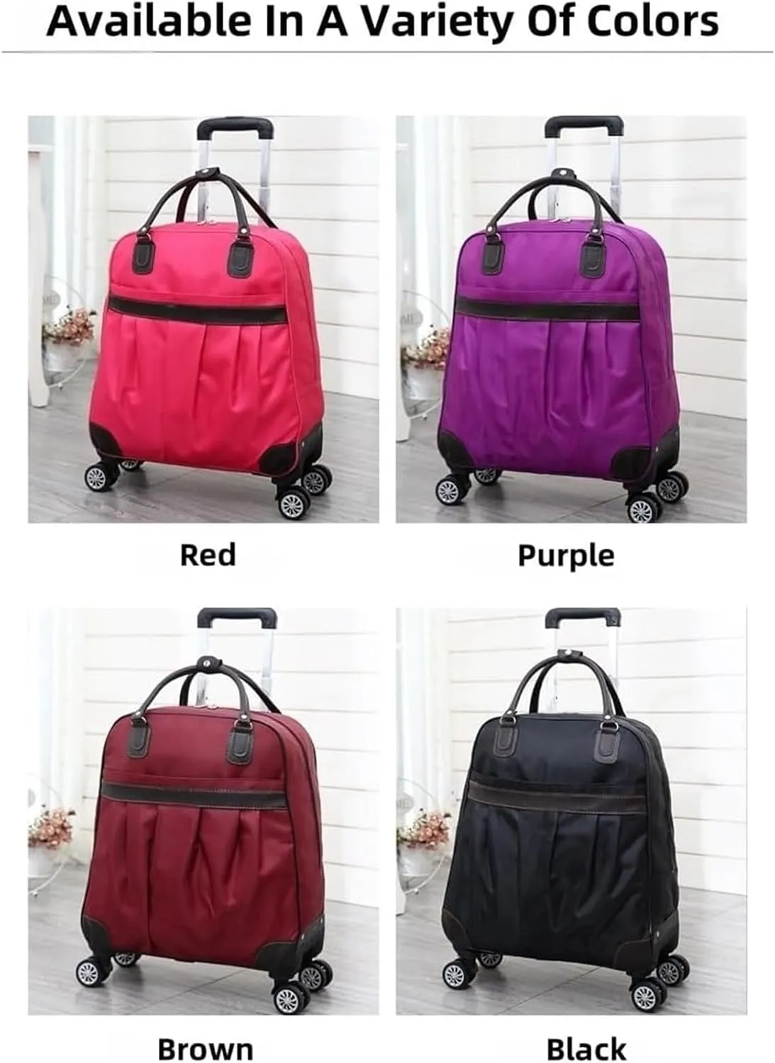 Rolling Duffle Bag With Wheels,Travel Luggage Bag ，Tote Bags For Men And Women Carry-on Luggage，Weekender Overnight Bag For Travel, Business Trips(Multicolor,Small)