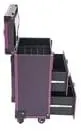 Rolling Makeup Case with wheels Large Cosmetic Organizer wheeled Train Makeup Travel Trolley Case Nail Artist Salon Storage Traveling Cart Trunk Suitcase (Black Purple)