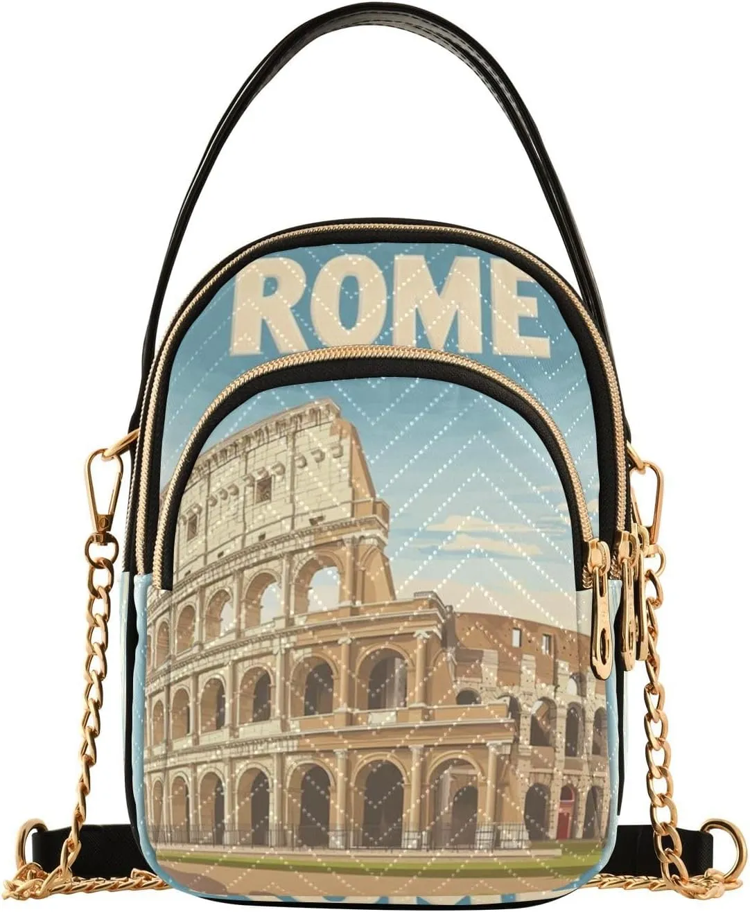 Rome Colosseum Building Multi Pockets Crossbody Bags for Women Zip Cell Phone Purse Wallet Bag with Detachable Shoulder Strap Shoulder Purse for Girls Women Trendy Gift Shopping Working Traveling