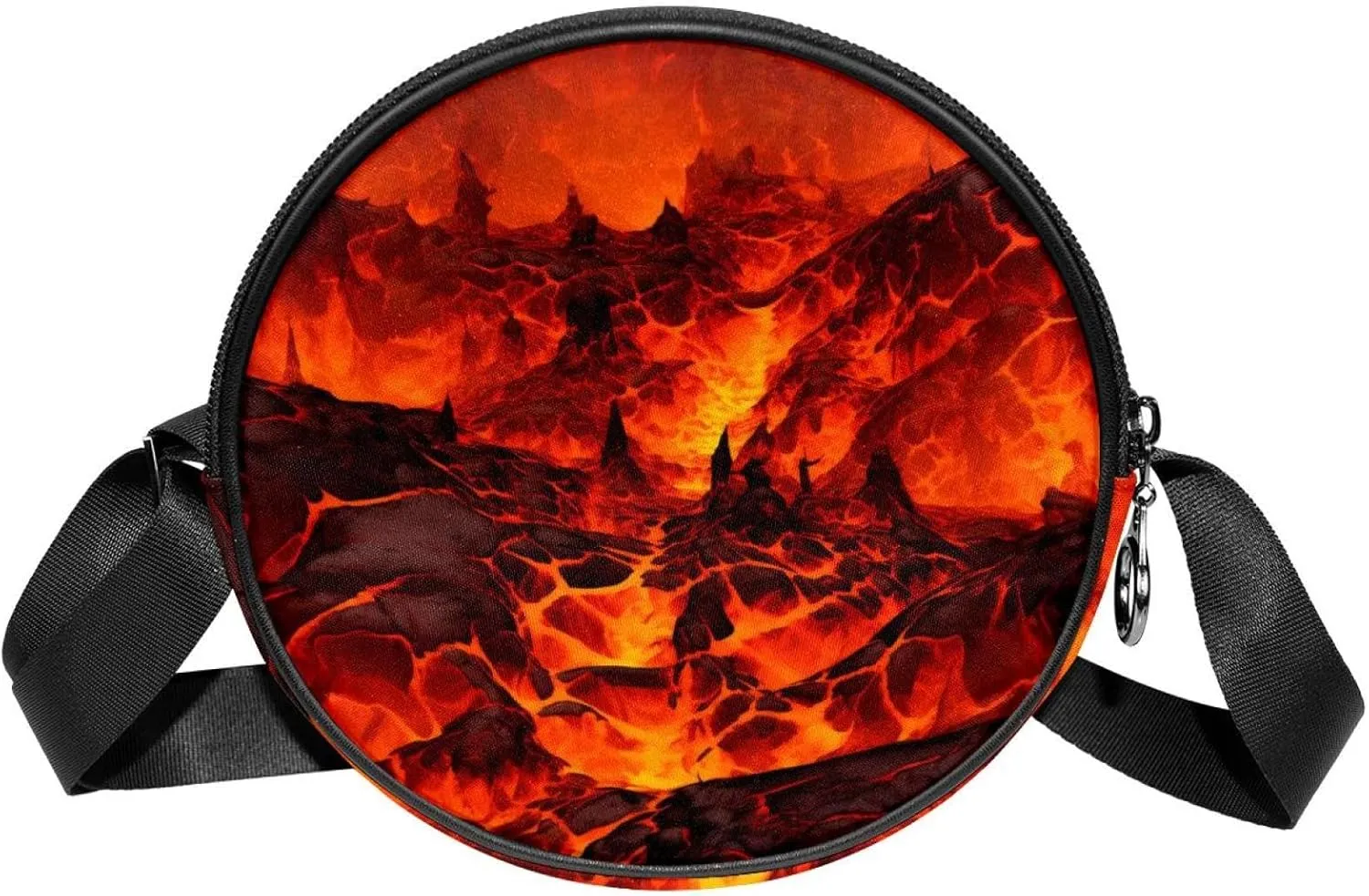 Round Crossbody Wallet, Circle Crossbody Purse Handbag, Volcano Pattern