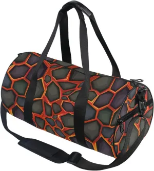 Round Duffel Sports Bag Stones Texture Lava Lightweight with Inner Pocket Gym Bag for Men Women Duffle Bag for Travel Sports