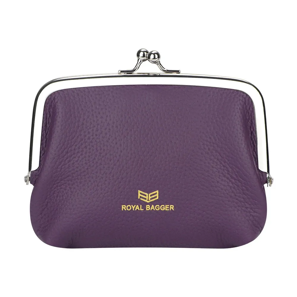 Royal Bagger RFID Blocking Coin Purses for Women Fashion Kiss Lock Change Pouch Double Clip Key Card Storage Bag 2639