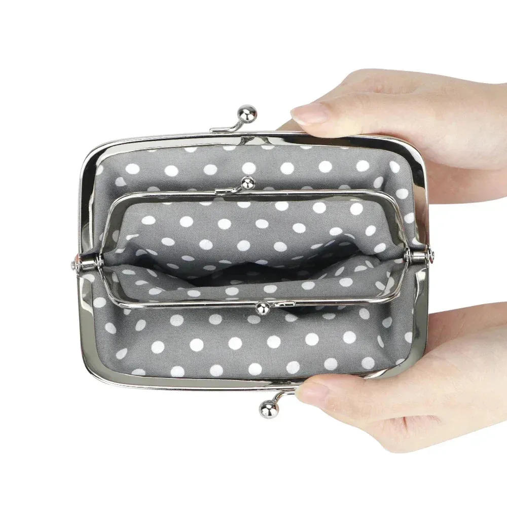 Royal Bagger RFID Blocking Coin Purses for Women Fashion Kiss Lock Change Pouch Double Clip Key Card Storage Bag 2639