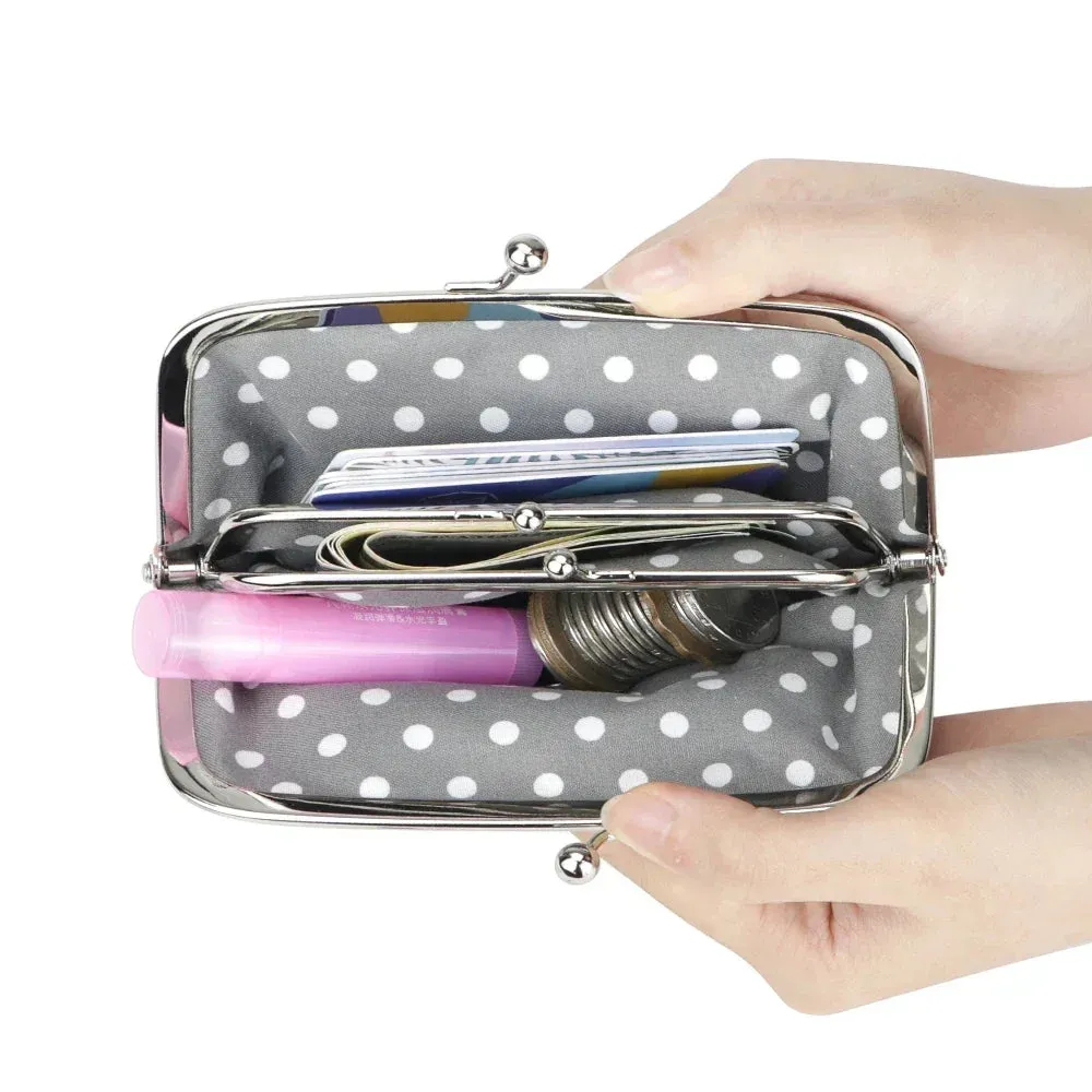 Royal Bagger RFID Blocking Coin Purses for Women Fashion Kiss Lock Change Pouch Double Clip Key Card Storage Bag 2639