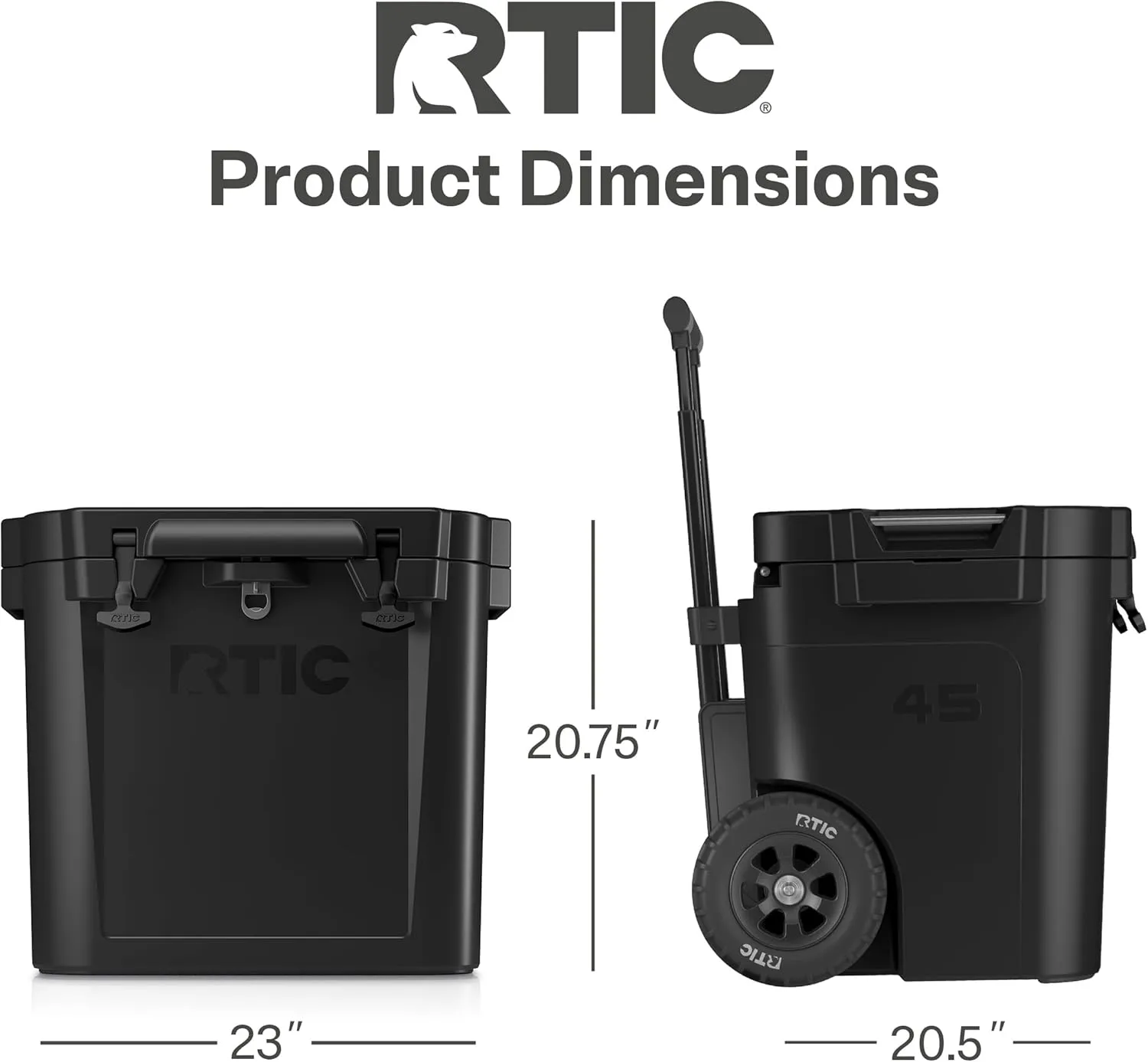 RTIC 45 QT Wheeled Ultra-Tough Cooler Hard Insulated Portable Ice Chest Box for Beach, Drink, Beverage, Camping, Picnic, Fishing, Boat, Barbecue, Rotomolded Construction