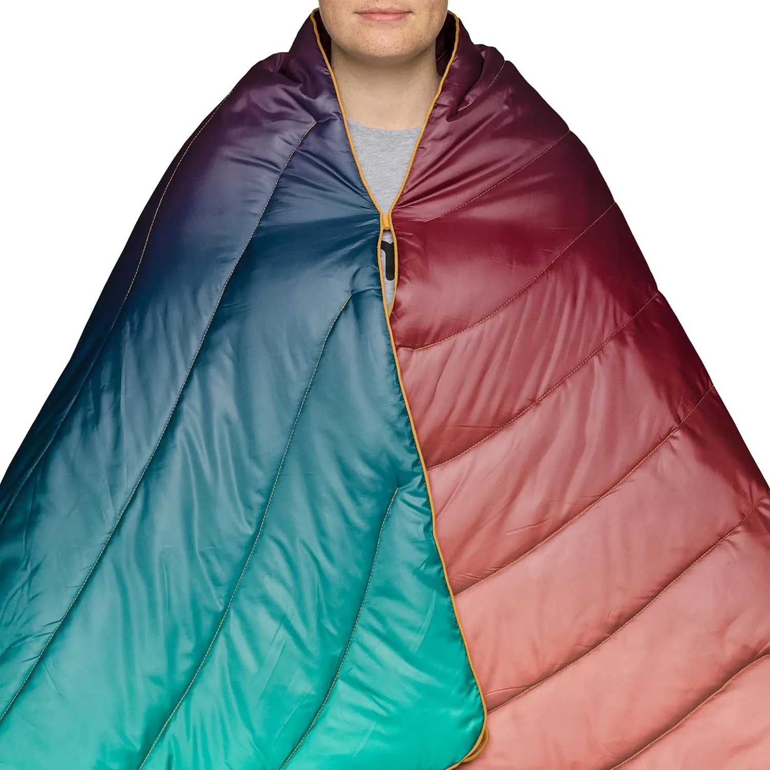 Rumpl Original Puffy Blanket - Warm Puffy Camping Blanket, 100% Recycled Polyester Insulation, Lightweight, Packable, Water-Resistant, Outdoor Puffer Blanket, 52"x75", V2, Arizona Fade