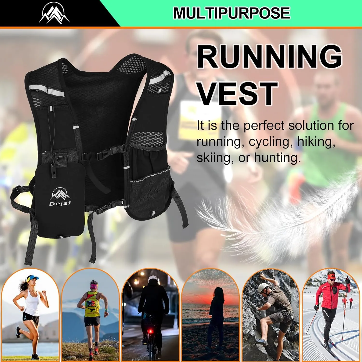 Running Vest for Women Men, Lightweight (194g/8 Bags) Hydration Backpack Phone Holder for Hiking Trail Cycling Race Marathon - Running Essentials
