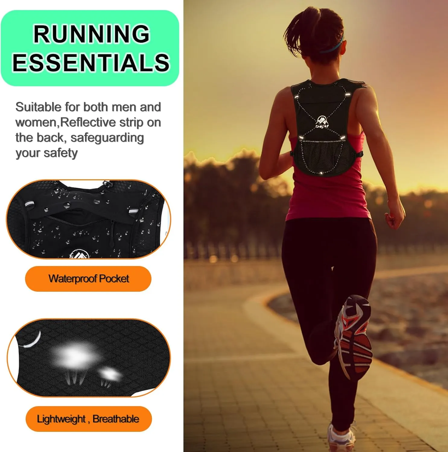 Running Vest for Women Men, Lightweight (194g/8 Bags) Hydration Backpack Phone Holder for Hiking Trail Cycling Race Marathon - Running Essentials