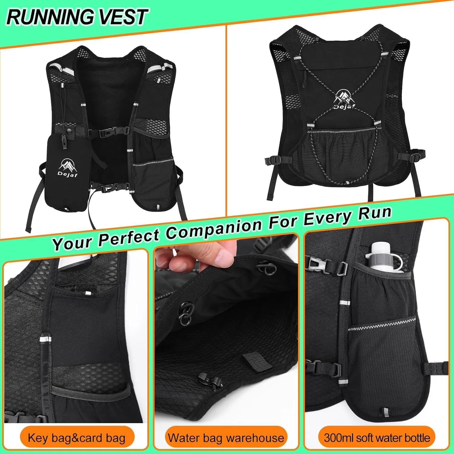 Running Vest for Women Men, Lightweight (194g/8 Bags) Hydration Backpack Phone Holder for Hiking Trail Cycling Race Marathon - Running Essentials