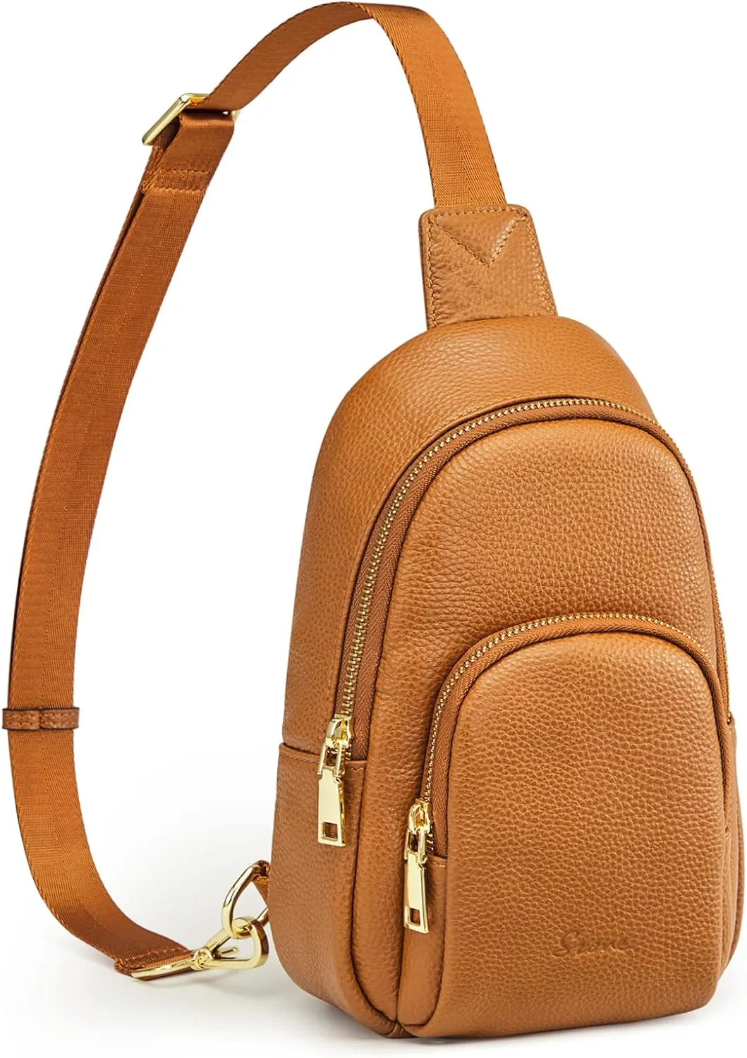 S-ZONE Leather Sling Bag for Women Men RFID Blocking Small Crossbody Sling Backpack Purses Chest Bags Travel Cycling Hiking