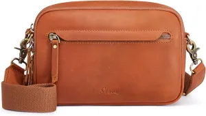 S-ZONE Top Grain Leather Crossbody Bags for Women RFID Blocking Shoulder Purses