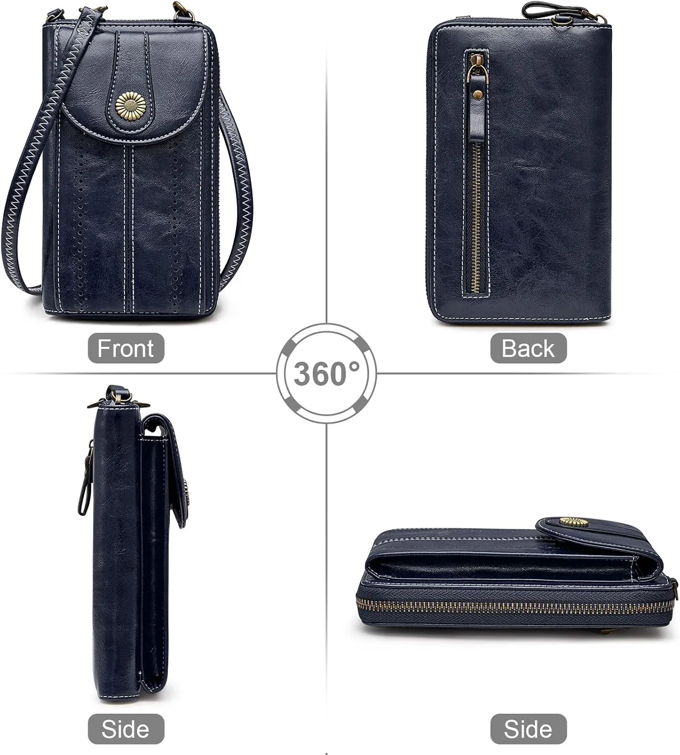 S-ZONE Women RFID Blocking Crossbody Cell Phone Purse Small Faux Leather Wallet Purse