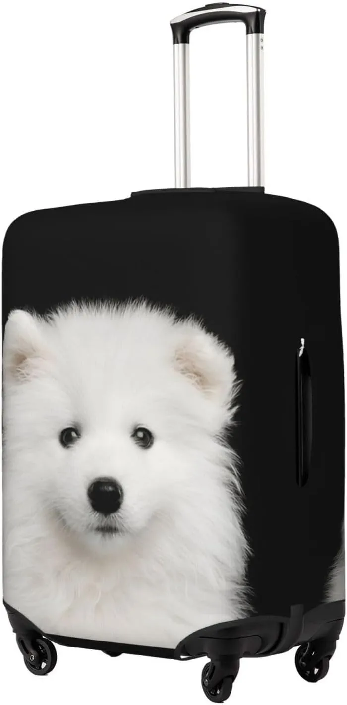 Samoyed Dog Puppy Travel Luggage Cover Fits 18-32 Inch Luggage, Washable Suitcase Cover Protector with Concealed Zipper for Wheeled Suitcase Tsa Approved