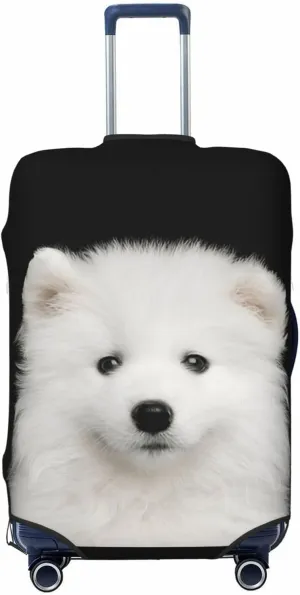 Samoyed Dog Puppy Travel Luggage Cover Fits 18-32 Inch Luggage, Washable Suitcase Cover Protector with Concealed Zipper for Wheeled Suitcase Tsa Approved