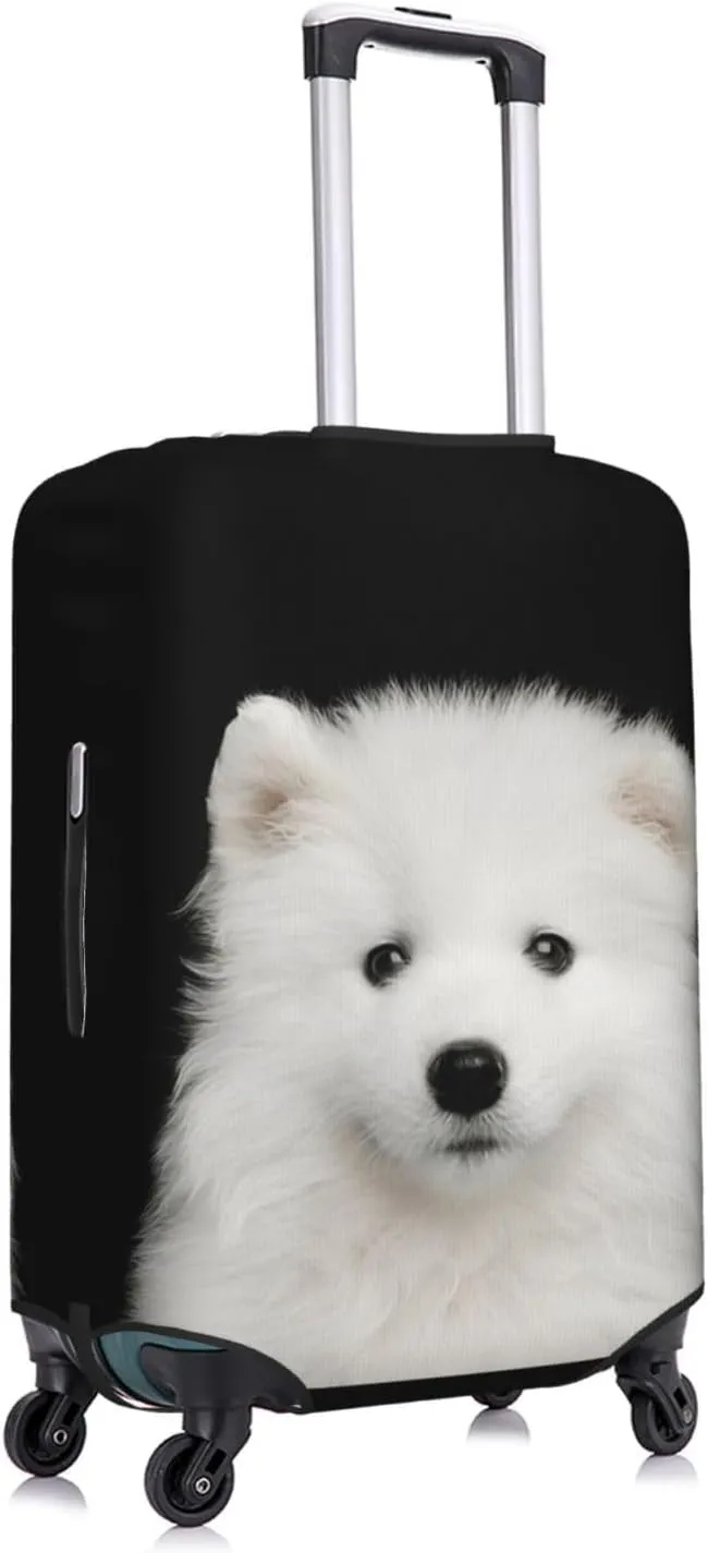 Samoyed Dog Puppy Travel Luggage Cover Fits 18-32 Inch Luggage, Washable Suitcase Cover Protector with Concealed Zipper for Wheeled Suitcase Tsa Approved