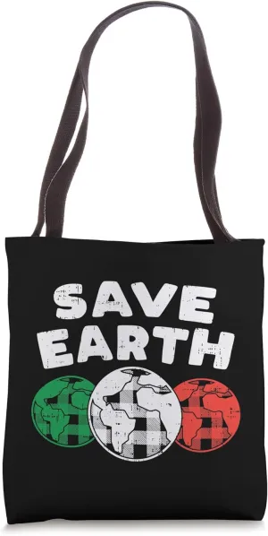 Save Earth Bufflalo Plaid Vintage Environmentalist Gift Tote Bag