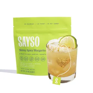 SAYSO Skinny Spicy Margarita Original Cocktail Tea Bag | Cocktail or Mocktail in Under 1 Min, Without Hot Water, <1G Sugar, 20 Calories, Non-GMO, Gluten-free, Kosher & Vegan Mixer, 8 count